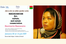 Flyer for the event with the image of Hanitrarivo Rasoanaivo